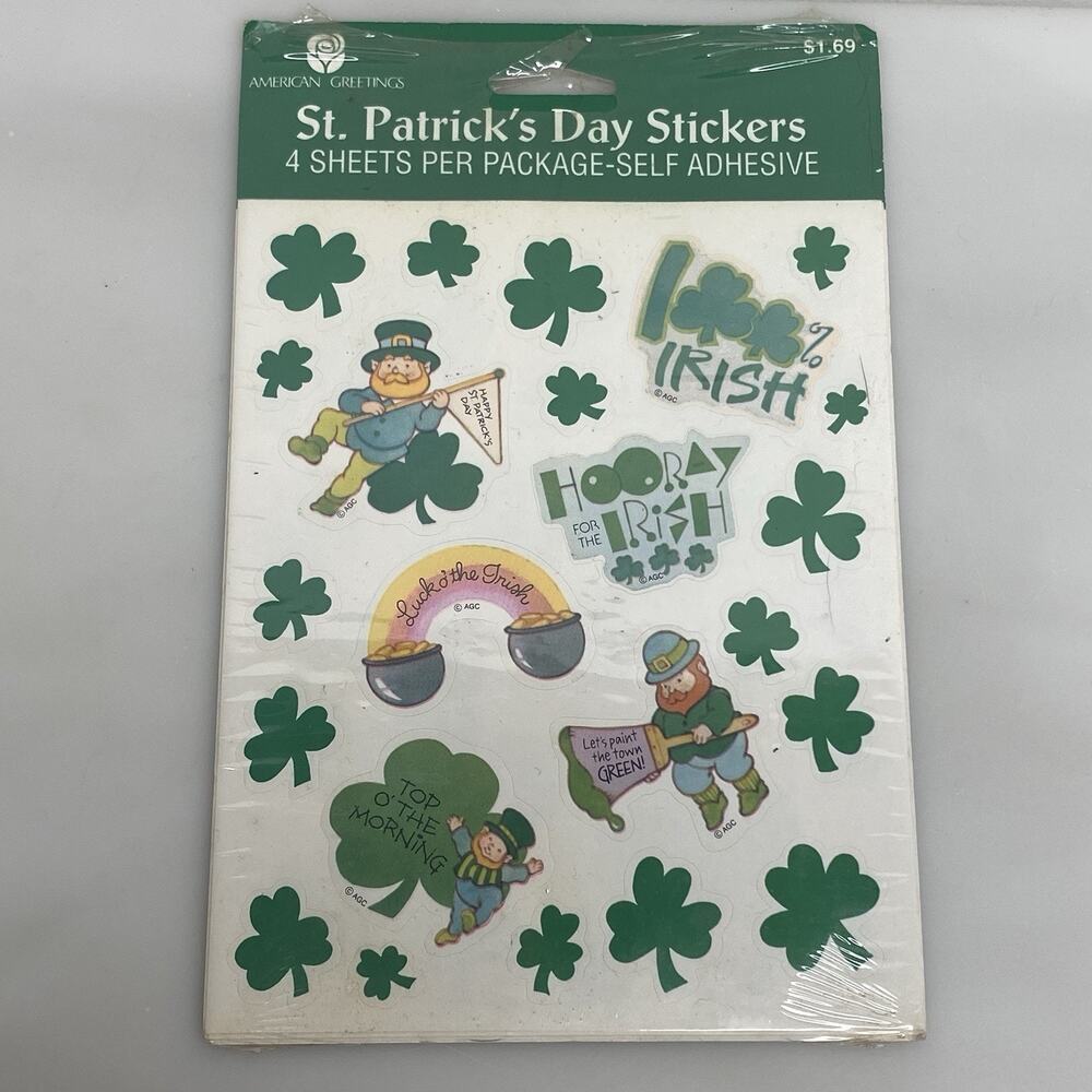 American Greetings St. Patrick’s Day Stickers 4 Leave Clover Leprechauns